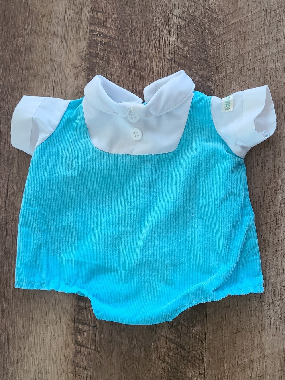 Vintage Cabbage Patch Kids Preemie Blue Corduroy Romper White Collar & Sleeves